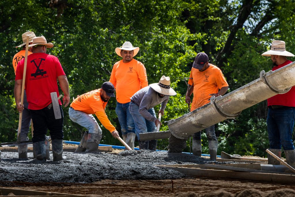 Crew summer pour with truck